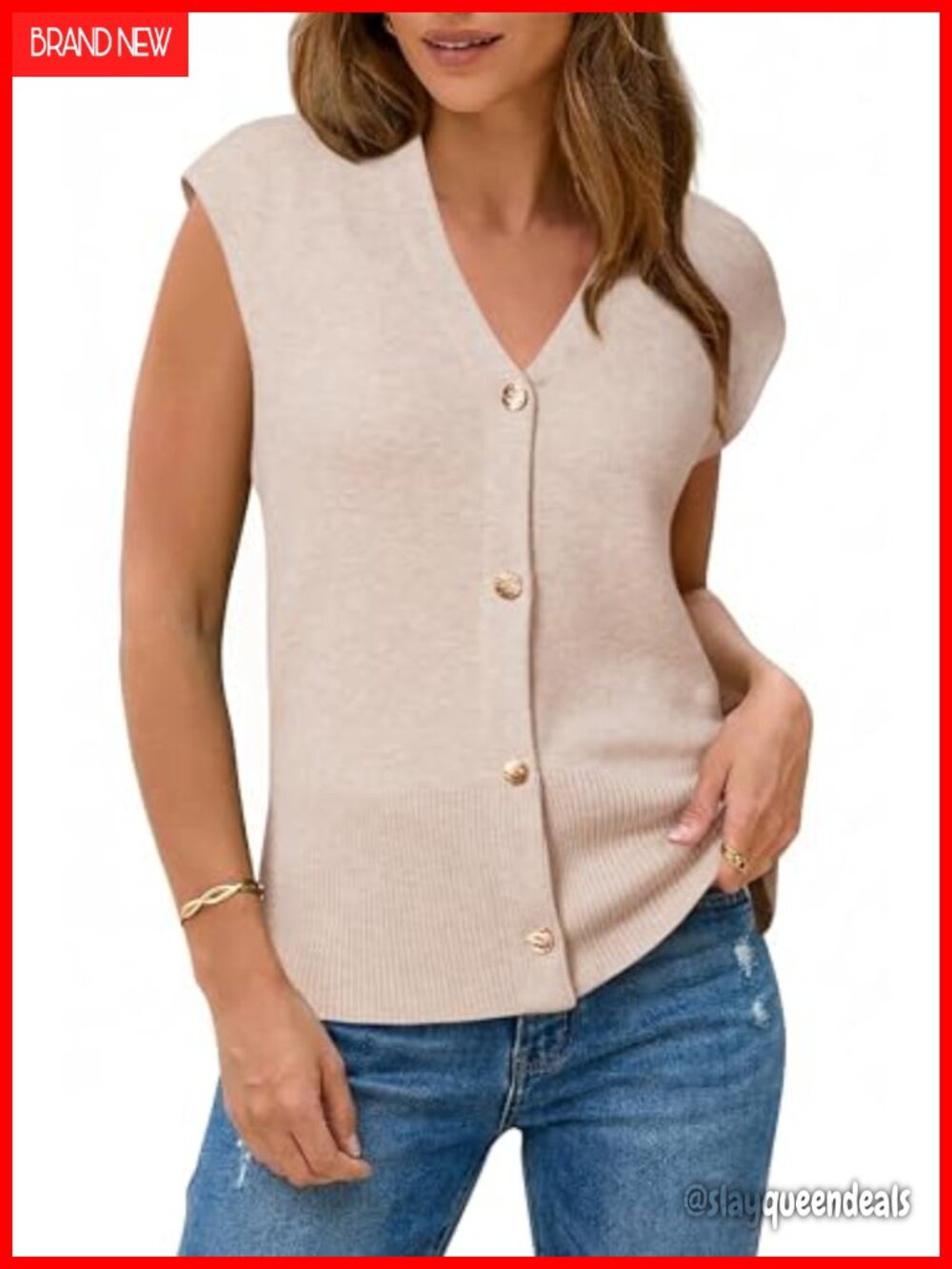 Wool Blend Button Down Sweater Vest Sleeveless V-Neck Work Casual